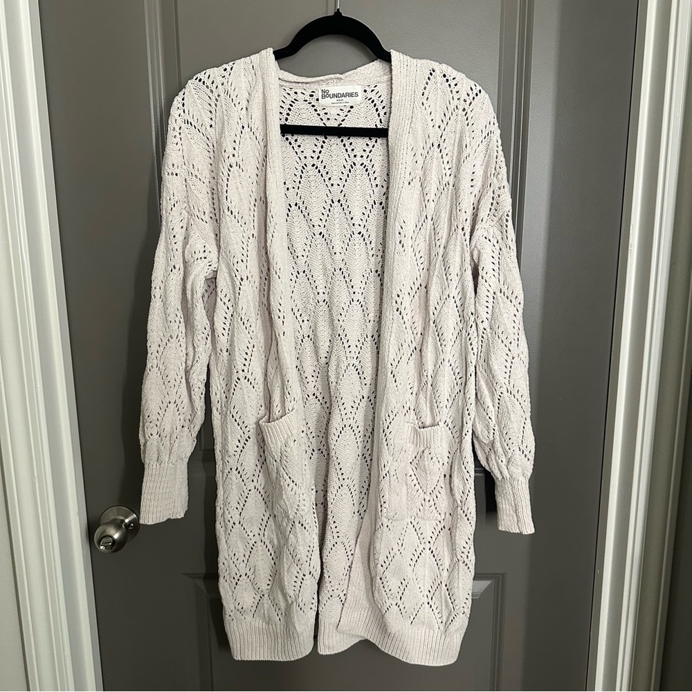 No Boundaries Cream Open Knit Cardigan
